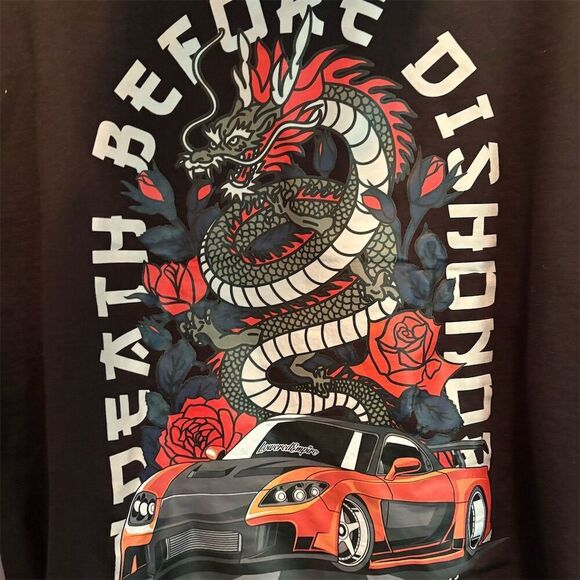 Independent Trading Company Other - Men's XL Black Pullover Hoodie Death Before Dishonor Graphic Anime JDM